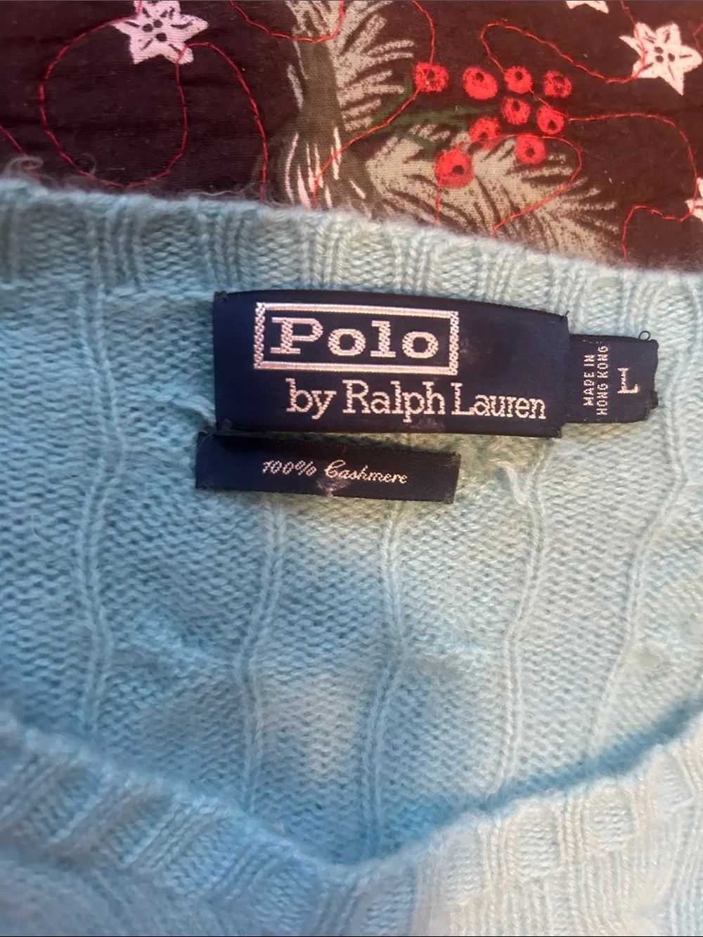 Polo by Ralph Lauren  vintage Pale Blue Cable-Knit Cashmere Sweater
